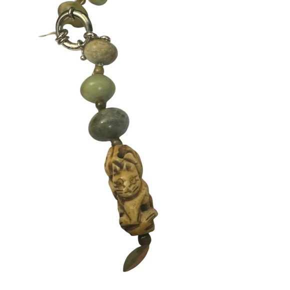 Handcrafted Turquoise and Brown Beaded Necklace beautiful hand carved beads - Picture 6 of 6